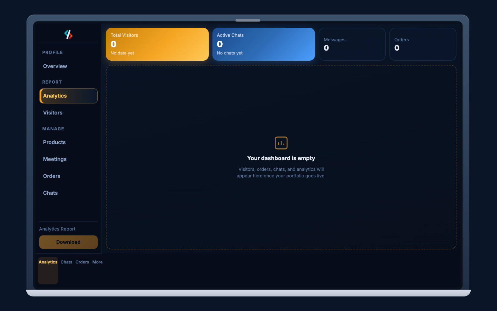 Admin dashboard on laptop